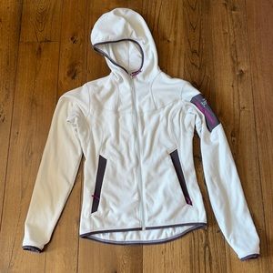 Arc’teryx white zip hoodie. Size XS